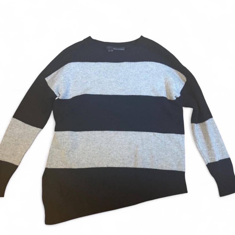 360 Cashmere Black and Grey Asymmetrical  Sweater